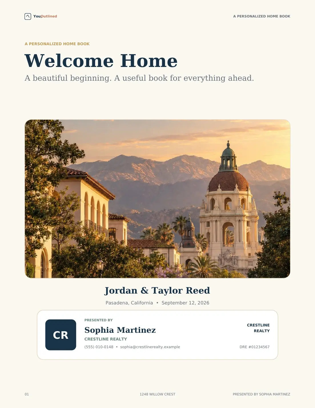 Welcome Home buyer closing keepsake cover